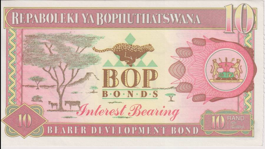BOPHTHATSWANA - BOP BONDS - 10 RAND