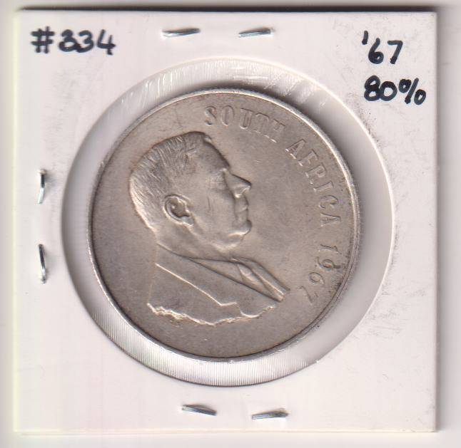 REPUBLIC OF SOUTH AFRICA - 1967 ONE RAND (ENGLISH) IN COIN FLIP - SILVER 0.800