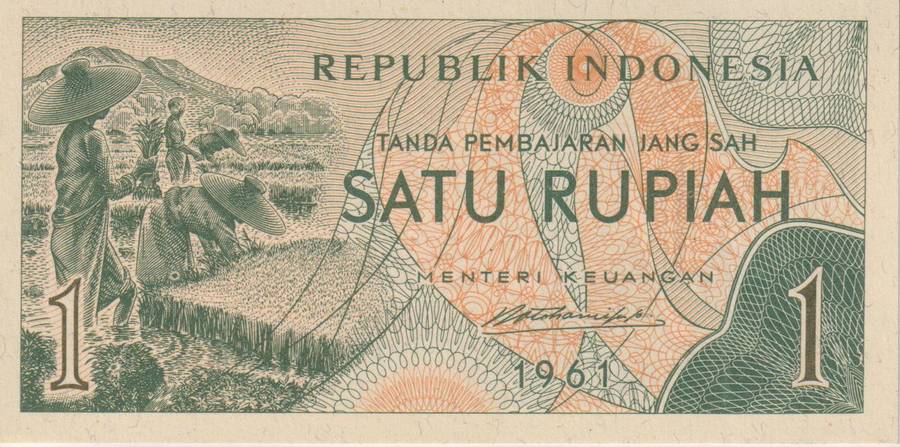 INDONESIA 1 RUPIAH 1961 P76 UNC