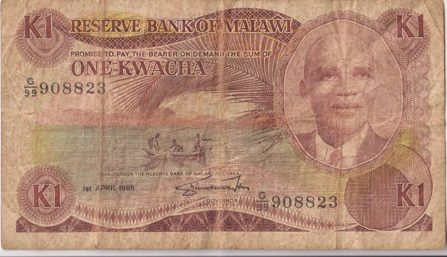 MALAWI 1 KWACHA 1988 P19b  F