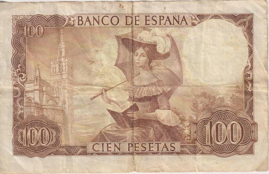 SPAIN 100 PESETAS 1965 P150  F