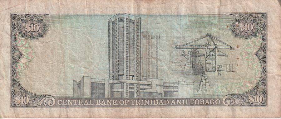Trinidad and Tobago 10 Dollar Banknote, 1985, P38  F