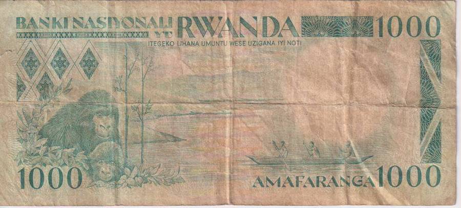 RWANDA 5000 FRANCS 1988 P21  F