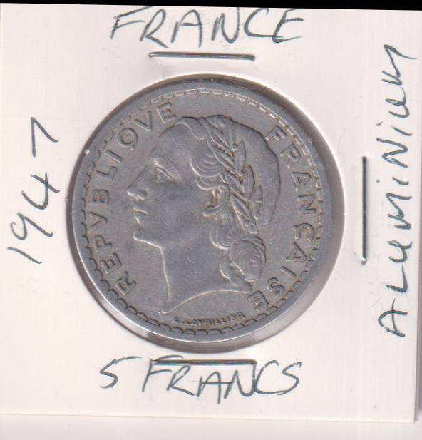 FRANCE 5 FRANCS 1947 IN COIN FLIP - ALUMINIUM