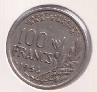 FRANCE 100 FRANCS 1954 IN COIN FLIP