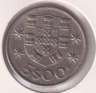 PORTUGAL 5 ESCUDOS 1979  IN COIN FLIP