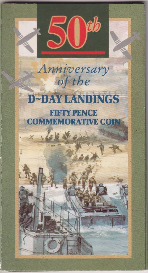 GREAT BRITAIN 50th Anniversary of the D-Day Landings 50 PENCE COMMEMORATIVE coin in folder