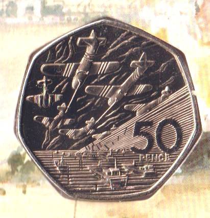 GREAT BRITAIN 50th Anniversary of the D-Day Landings 50 PENCE COMMEMORATIVE coin in folder