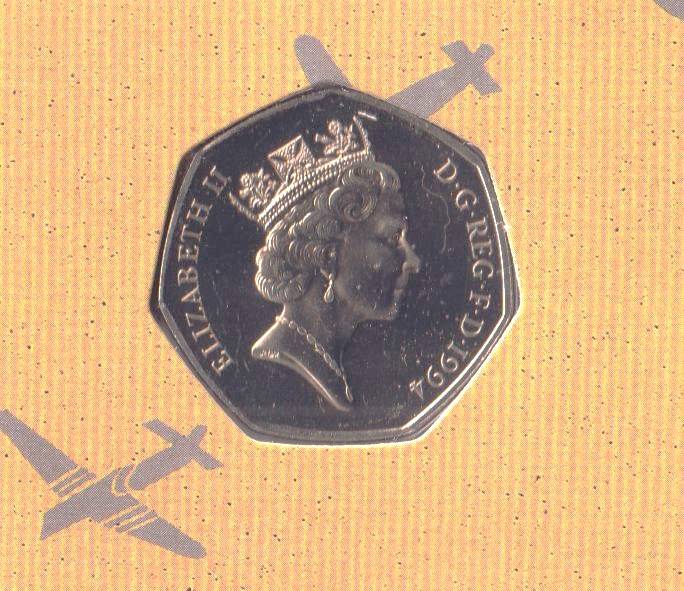GREAT BRITAIN 50th Anniversary of the D-Day Landings 50 PENCE COMMEMORATIVE coin in folder