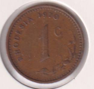 RHODESIA 1 CENT  1970 IN COIN FLIP