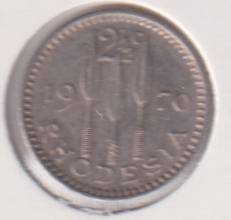 RHODESIA 2½ CENT  1970 IN COIN FLIP
