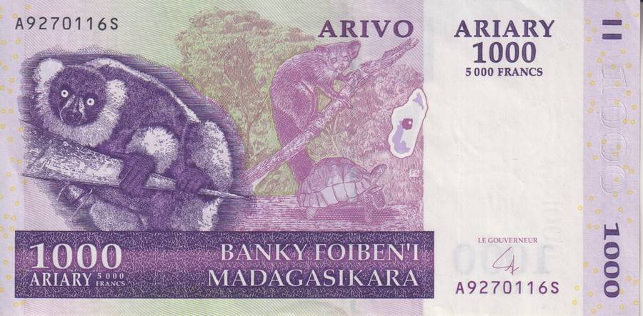 Madagascar 1000 Ariary 2004 P89 XF