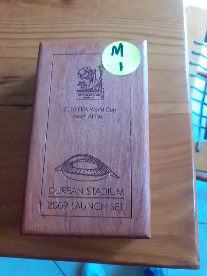 Empty Wooden Coin Holder Box. Fifa World Cup S A Durban Stadium Lauch Set