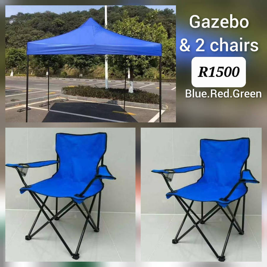 Folding gazebo and 2 chairs -Blue