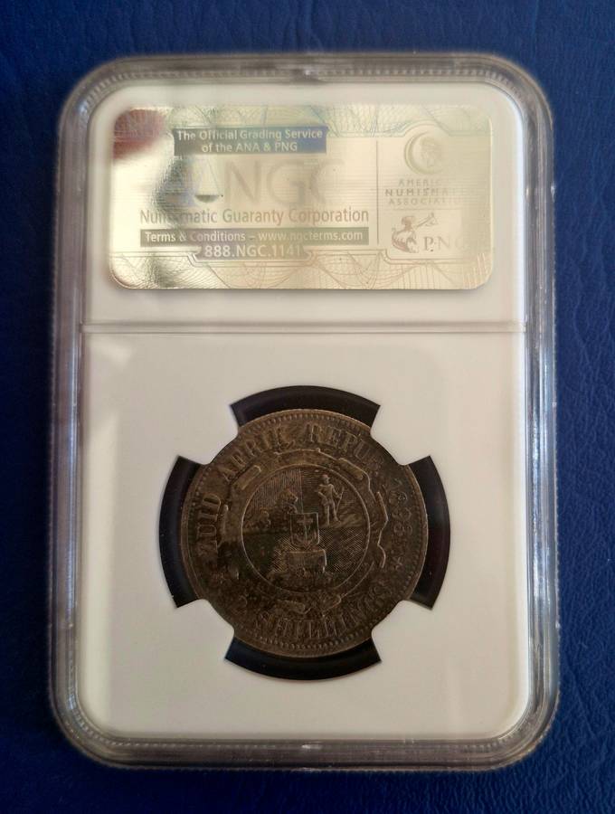 1893 ZAR Kruger 2 Shillings NGC Graded AU55