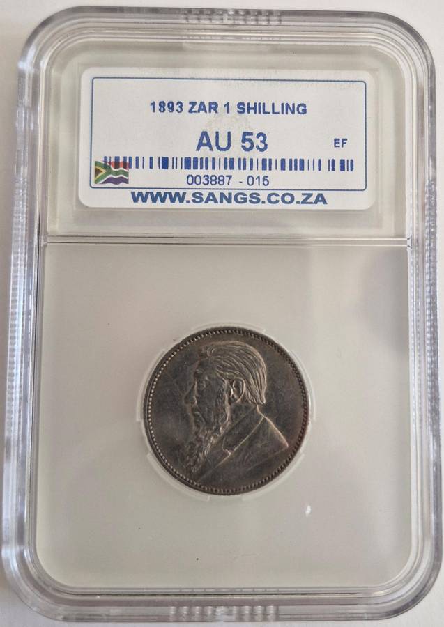*1893 ZAR Kruger Shilling Graded AU53