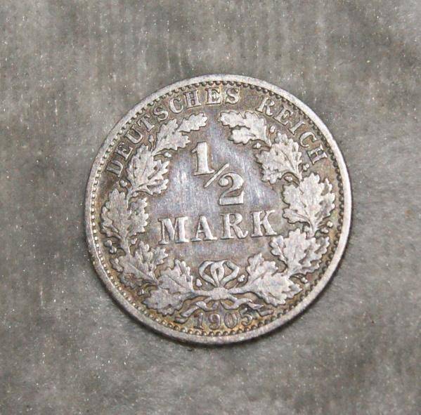 1905 Half Mark A mint mark (90% silver) XF