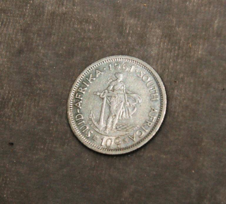 1961 10c coin South Africa UNC 50% silver @ crazy low R1 start