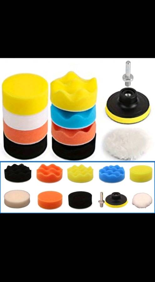 11pc Car Detailing Sponge & Wool Pad Kit  Buff, Polish & Shine