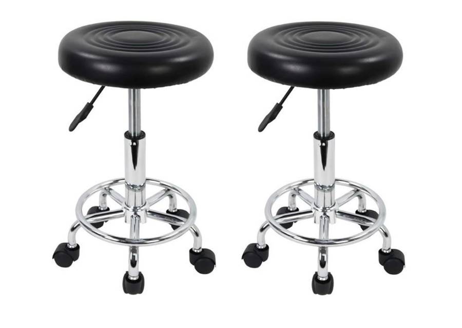 Adjustable Rolling Barstools with Wheels - Black - Secondhand