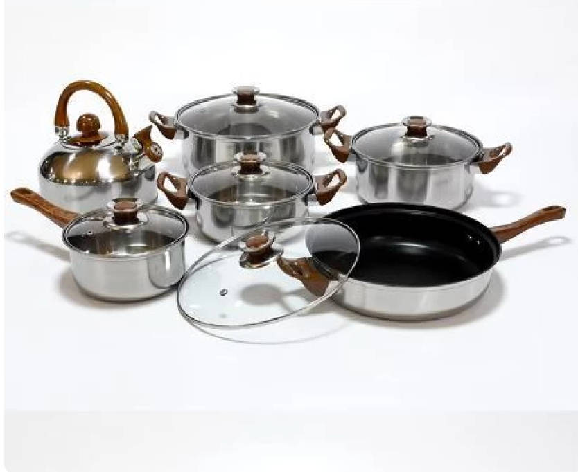 12pcs Stainless Steel Cookware Set With Kettle