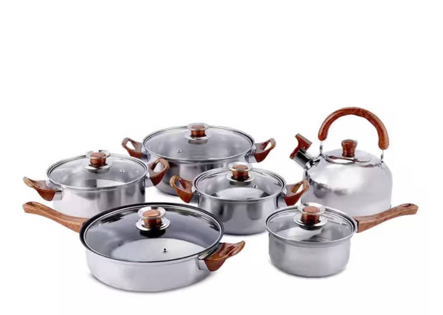 12pcs Stainless Steel Cookware Set With Kettle