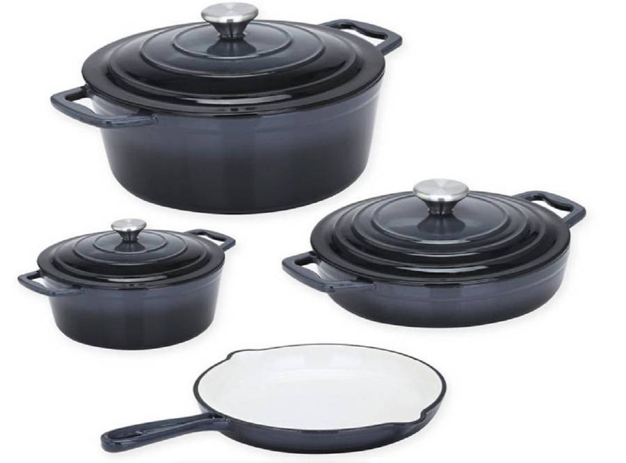 Cast Iron Ceramic 7 Piece Cookware Pots Set