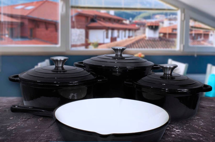 Cast Iron Ceramic 7 Piece Cookware Pots Set