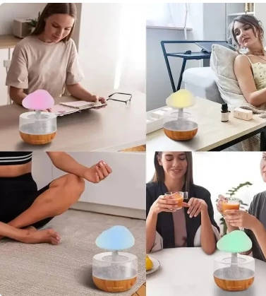 Rain Cloud Humidifier Rain Colorful Mushroom Cloud Raindrop Atmosphere Lamp Night Light