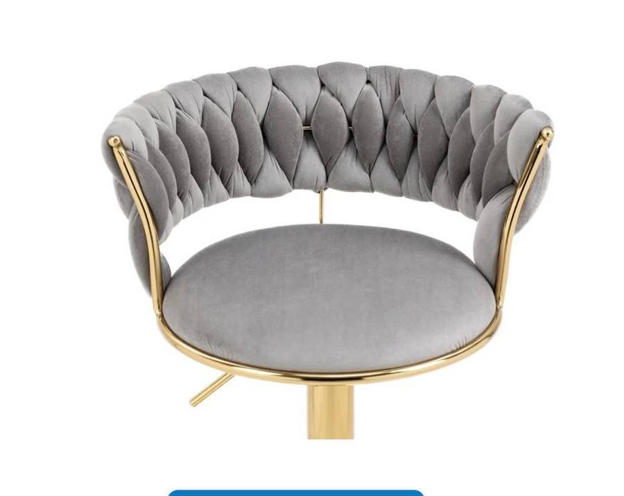 Velvet Swivel Luxury Bar Stools - HZ882 - Grey - Secondhand