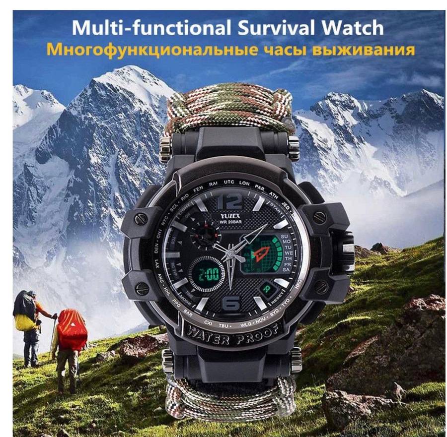 Outdoor Camping Multi-functional watch survival watch - Black g6