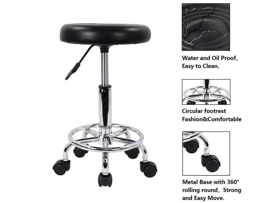 Adjustable Rolling Barstools with Wheels - Black - Secondhand