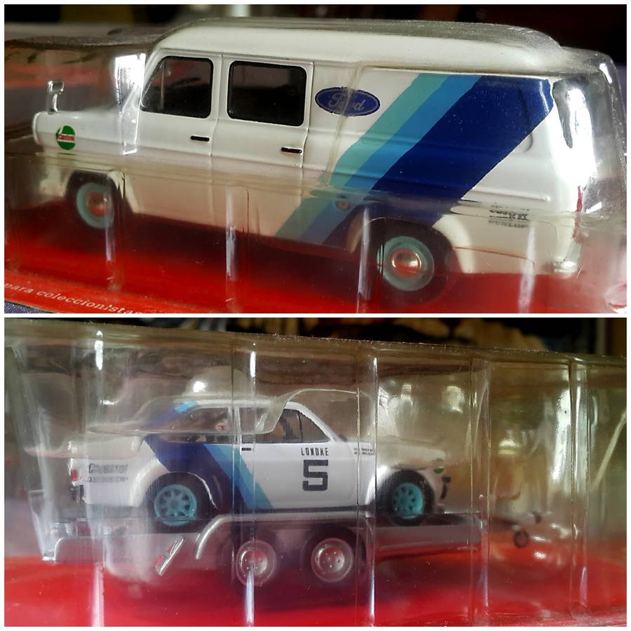 Rally car on trailer plus Ford custom panel van - Rally Monte Carlo - 1979