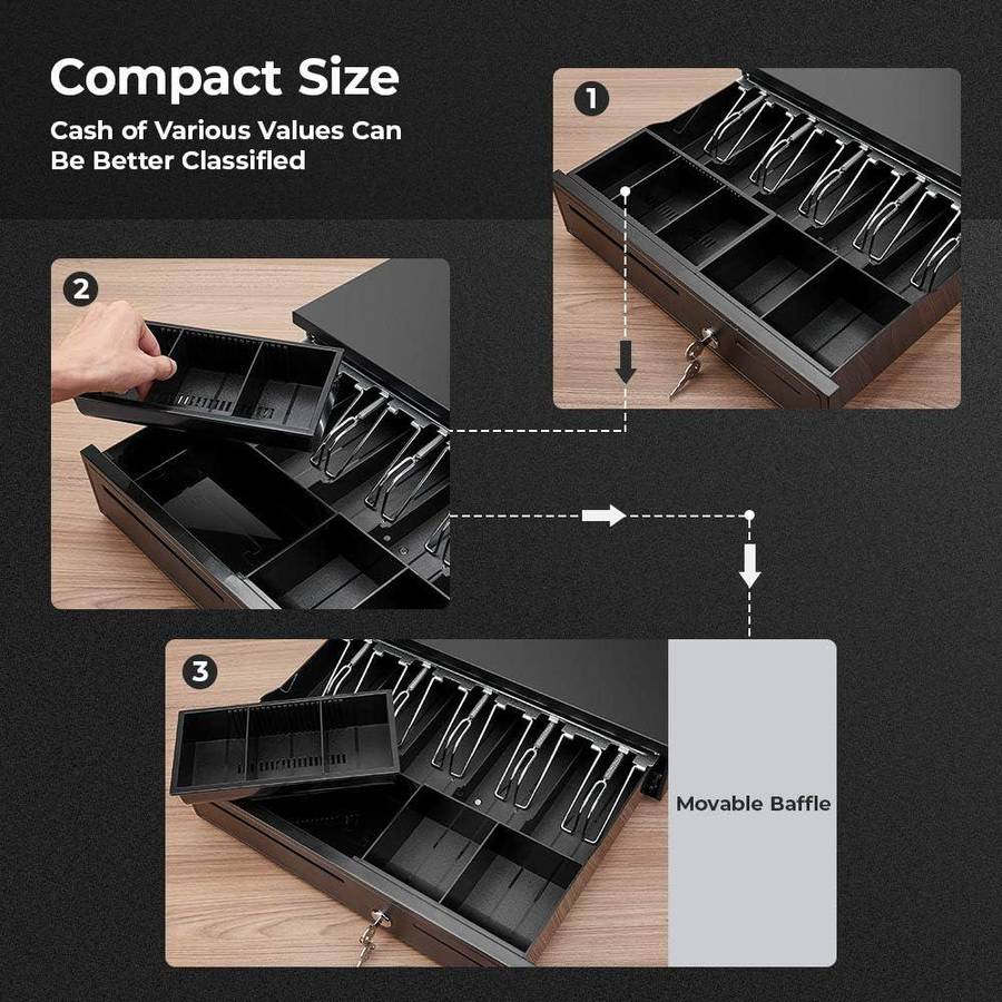 Heavy Duty Cash Drawer  Black (RJ11 / RJ12 Printer Kick Interface)