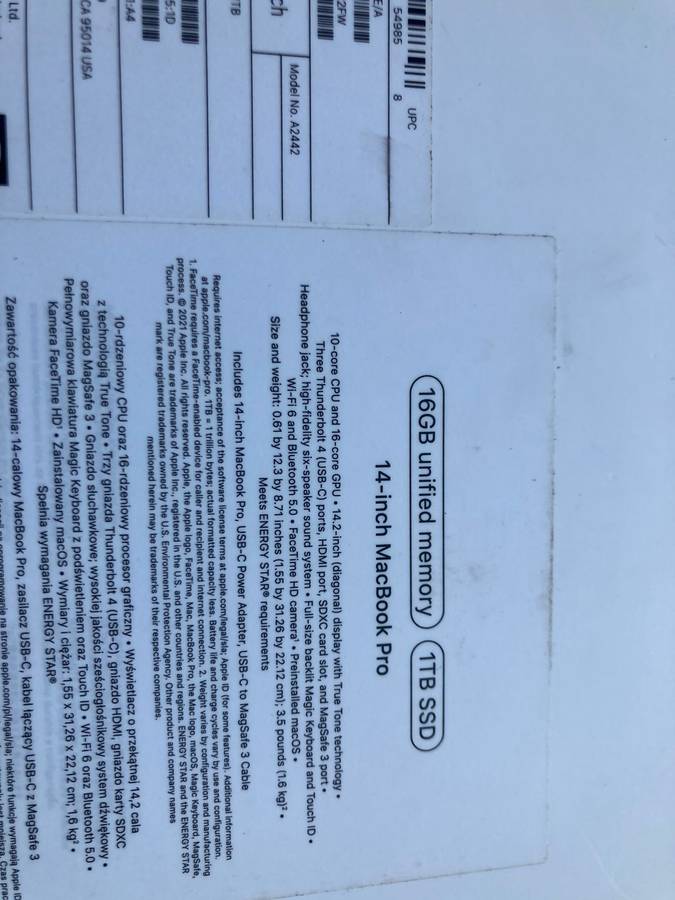 [2021 Apple MacBook Pro 14-Inch M1 Pro 10-Core CPU, 16-Core GPU (16GB Unified, 1TB SSD)]