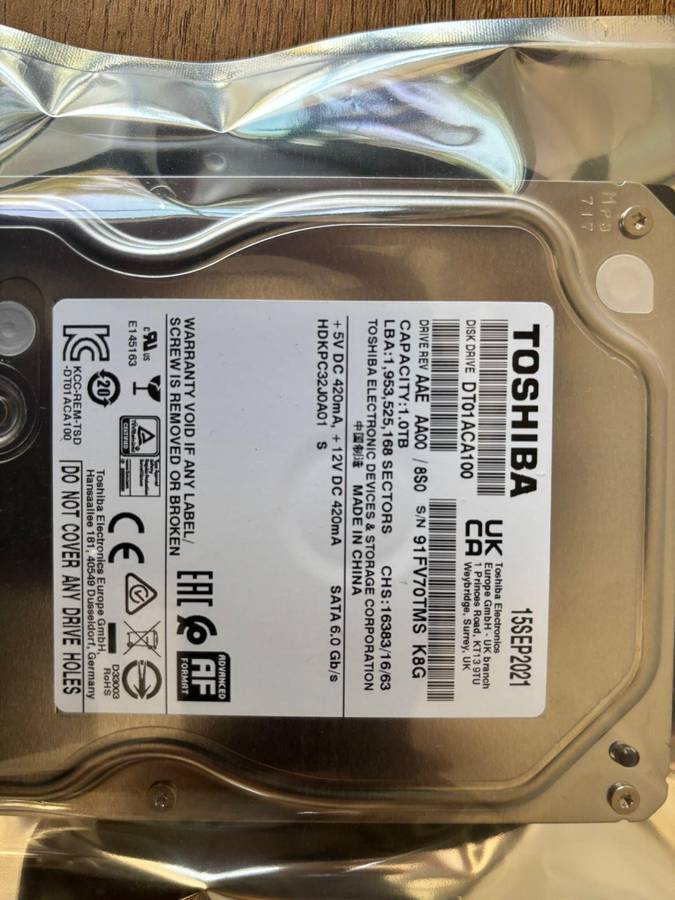 Toshiba DT01ACA100  1TB 3.5" SATA Hard Drive  Reliable Storage | 7200 RPM | SATA 6.0Gb/s | Desktop