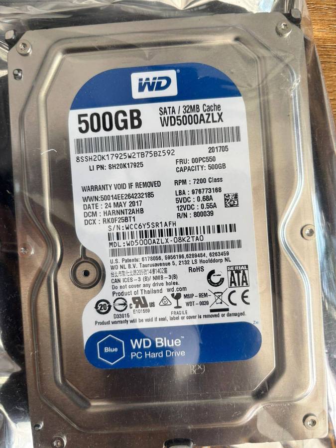 Western Digital 500GB 3.5-Inch SATA III HDD  7200RPM / 16MB Cache  WD5000AAKX (Blue)  Used