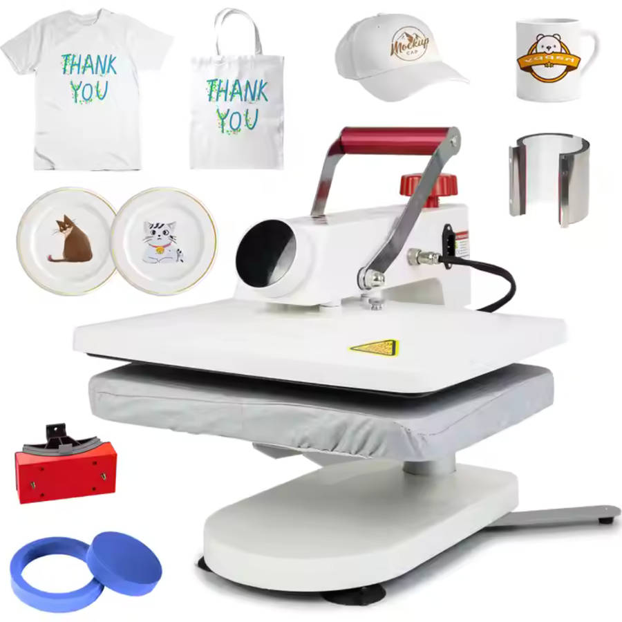 Heat Press Machine 5 in 1 Combo T-shirt Press Machine 360° Swing Away Digital Shirt Printing