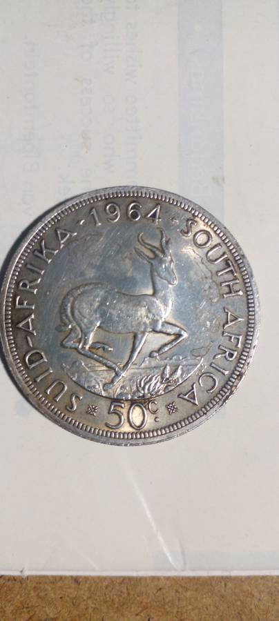 1964 RSA 50 CENT SILVER COIN.