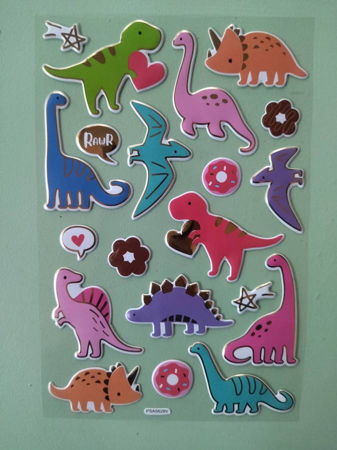10x Dinosaur stickers (puffy/shaped/embossed stickers)
