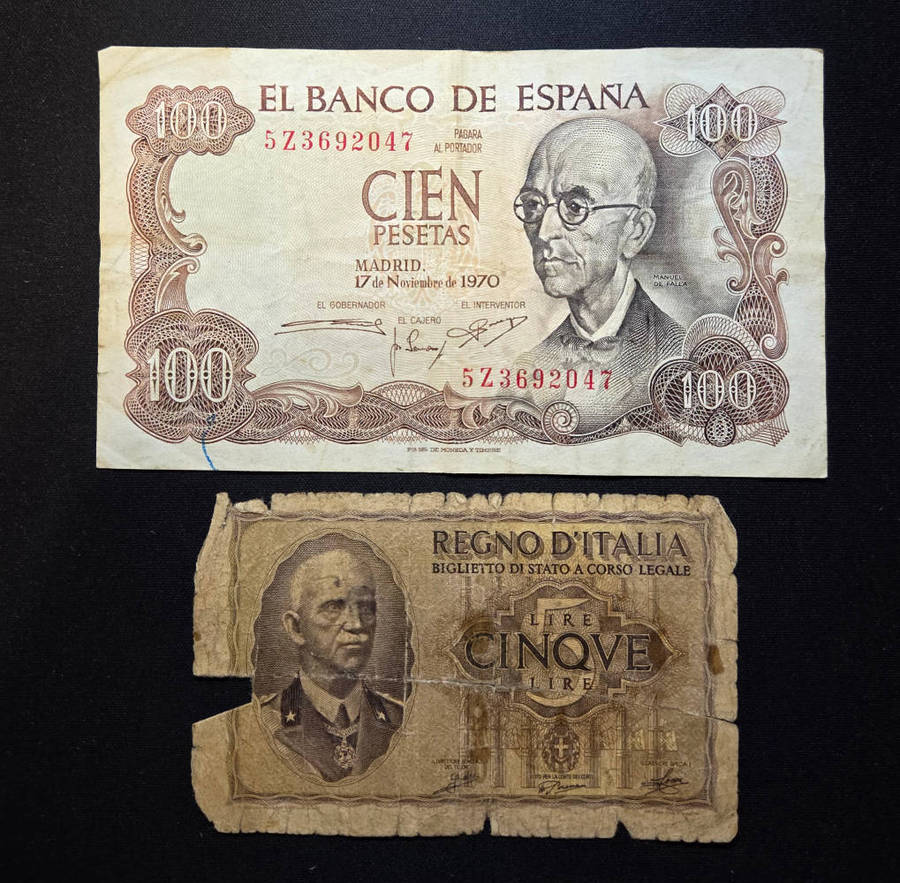 Spain & Italy banknote lot.