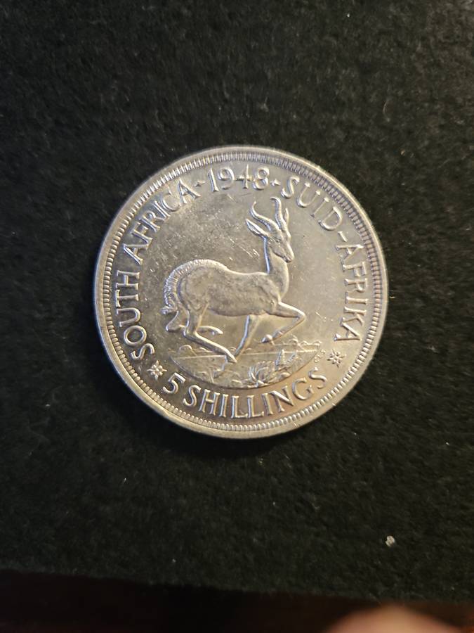 1948 - Union 5 Shilling - 80% silver,very nice coin.