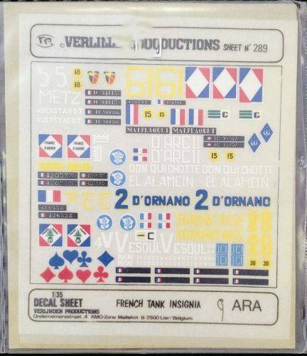 Verlinden Production, French Tank Insignia Decals, 1/35 Scale