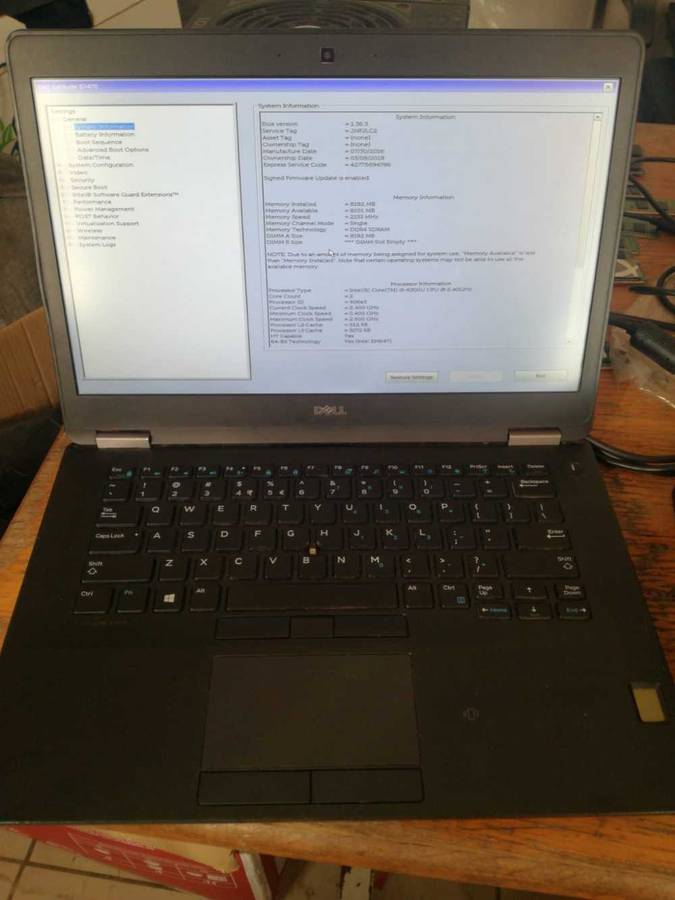 Used Dell Latitude E7470 14inch,i5 6th gen, 8GB RAM, 128GB NVME SSD no battery.