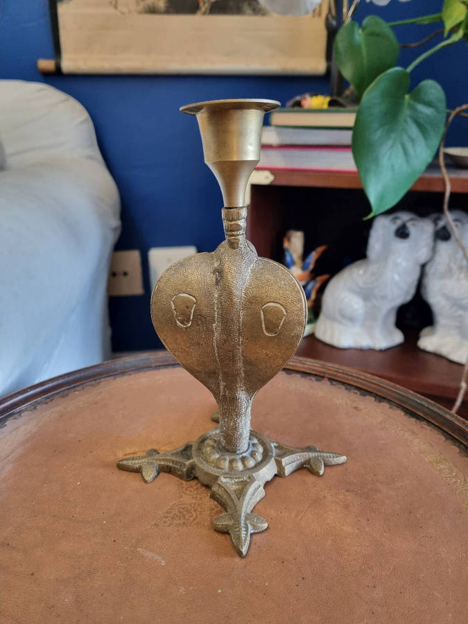 Vintage Brass Cobra Snake Candle Holder