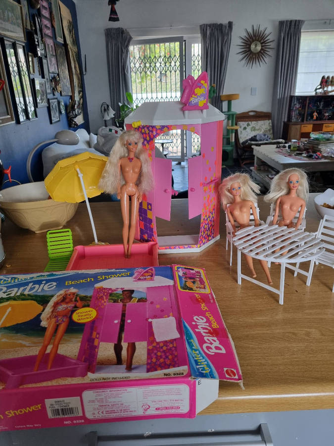 Vintage Barbie Sparkle Beach and dolls