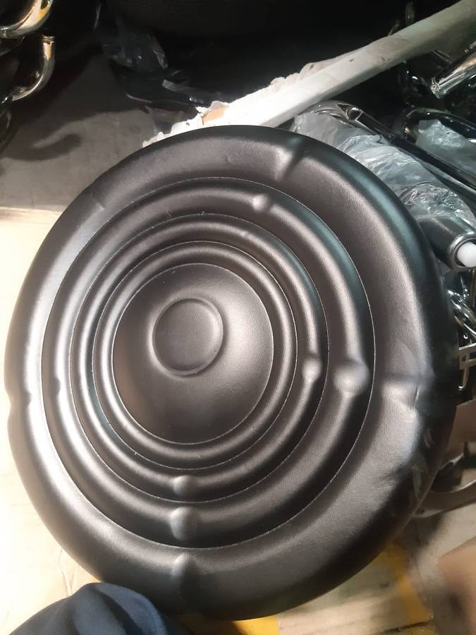 Stylist Modern Round Salon Stool with Adjustable Height and Back Rest Black Demo Read Description