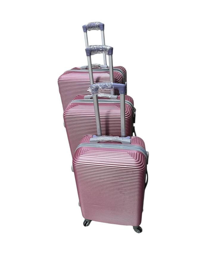 3 Piece Hard Outer Shell Luggage Set - Rose Pink