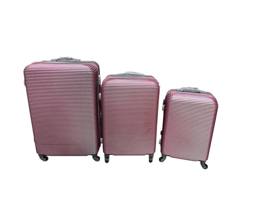 3 Piece Hard Outer Shell Luggage Set - Rose Pink