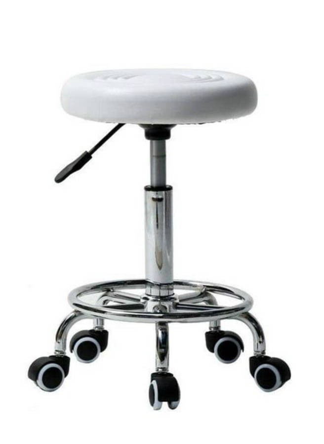 White Modern and Adjustable Mini Bar Stool with Wheels